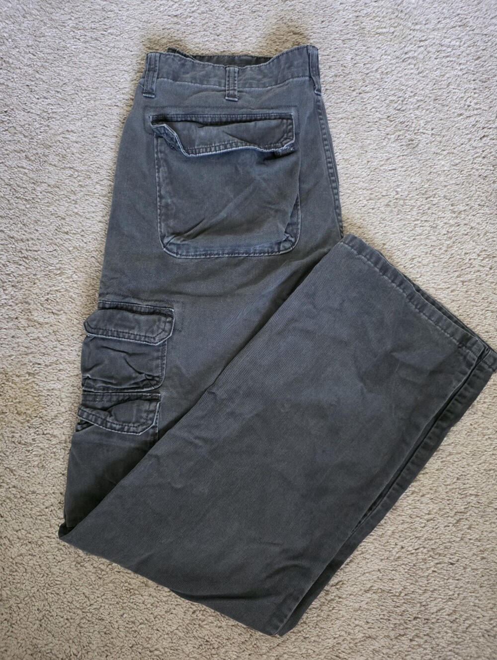 Wrangler Authentics Men’s Faded Black Grey Cargo Pants 34x34 Y2K Streetwear